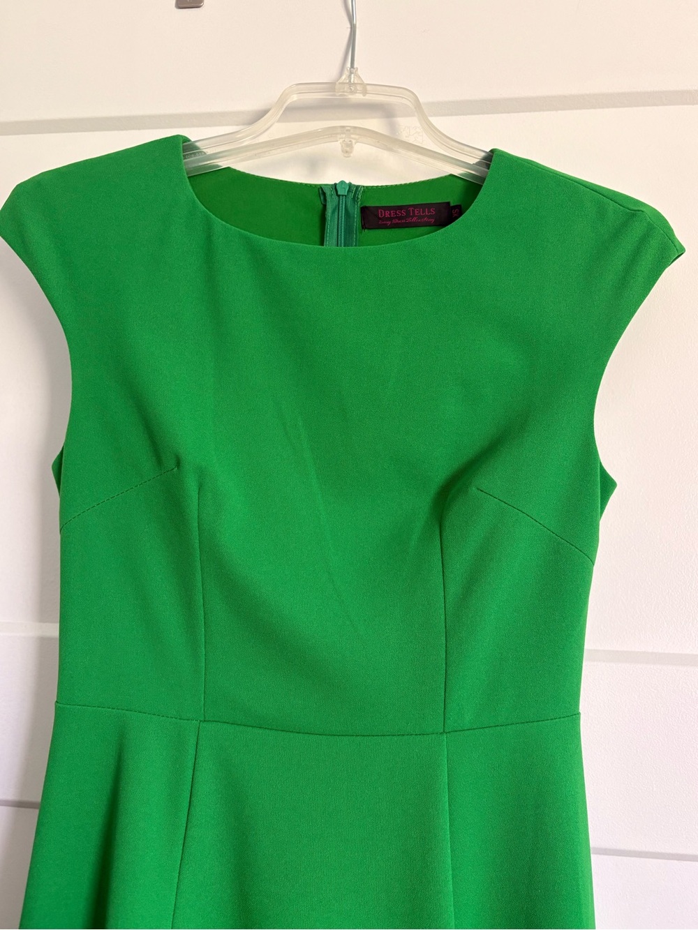 Rebecca Taylor Bright Green Cap-Sleeve Midi Fit-and-Flare Dress - Picture 3 of 5